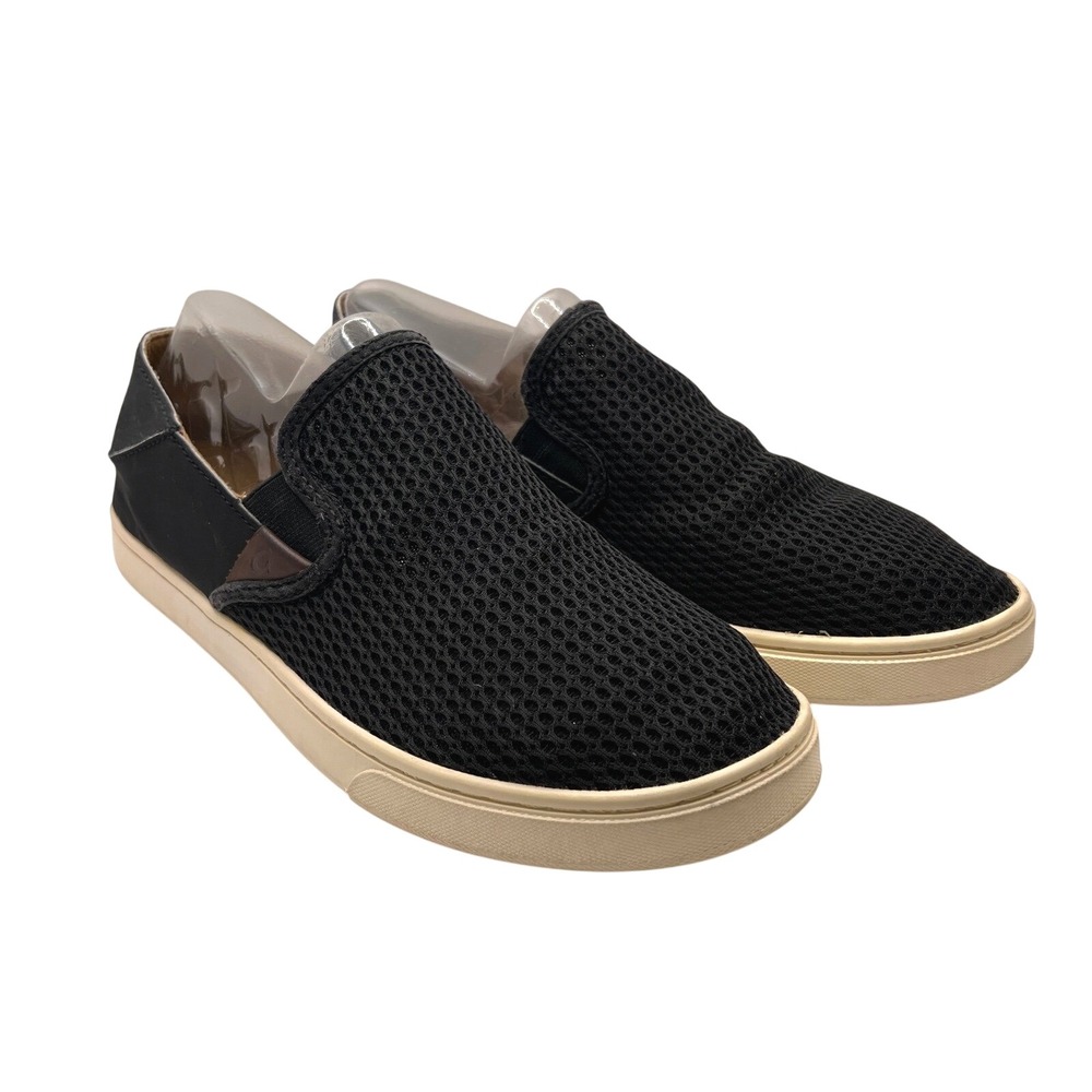 OLUKAI Pehuea Black Mesh Slip On Comfort Casual Sneakers Shoes Women's Size W9